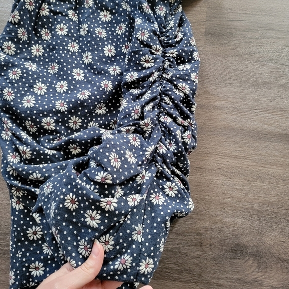 Anthropologie Sundry Navy Daisy Ruched Racerback Tank Dress Size 1/Small - Picture 7 of 10